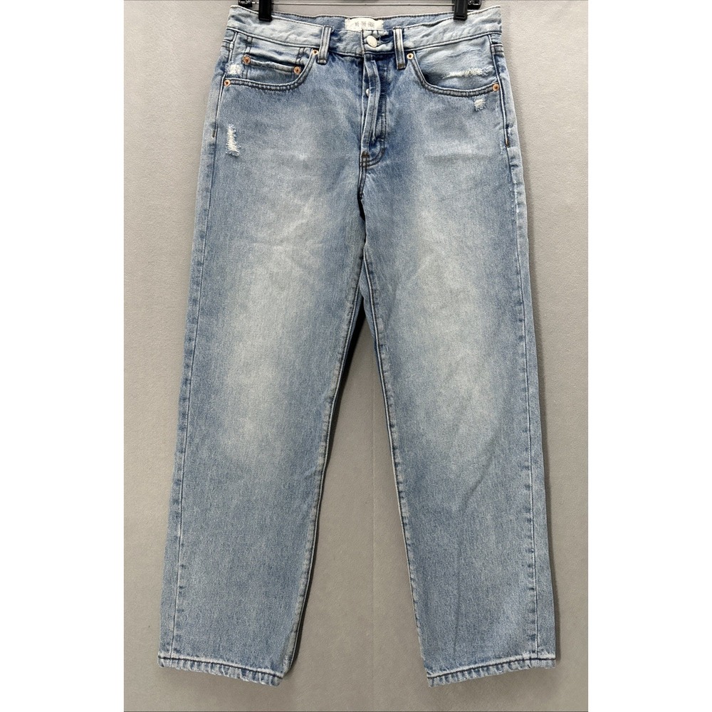 We The Free Sz 27 Distressed Barrel Leg Jeans Light Wash Baggy Y2K Trendy